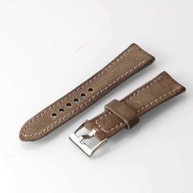 24mm复古擦色帆布表带欧洲中世纪风格手工做旧表带开关生耳表带 KZCS09