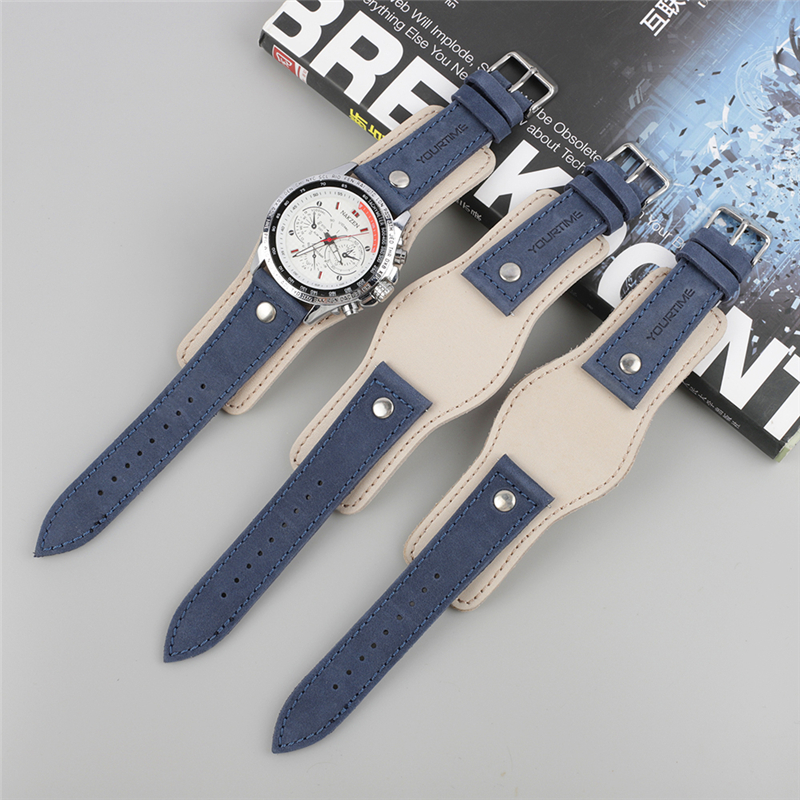 米蓝牛皮手表带 手工擦色复古做旧托盘真皮BUND表带22mm KZBUND03