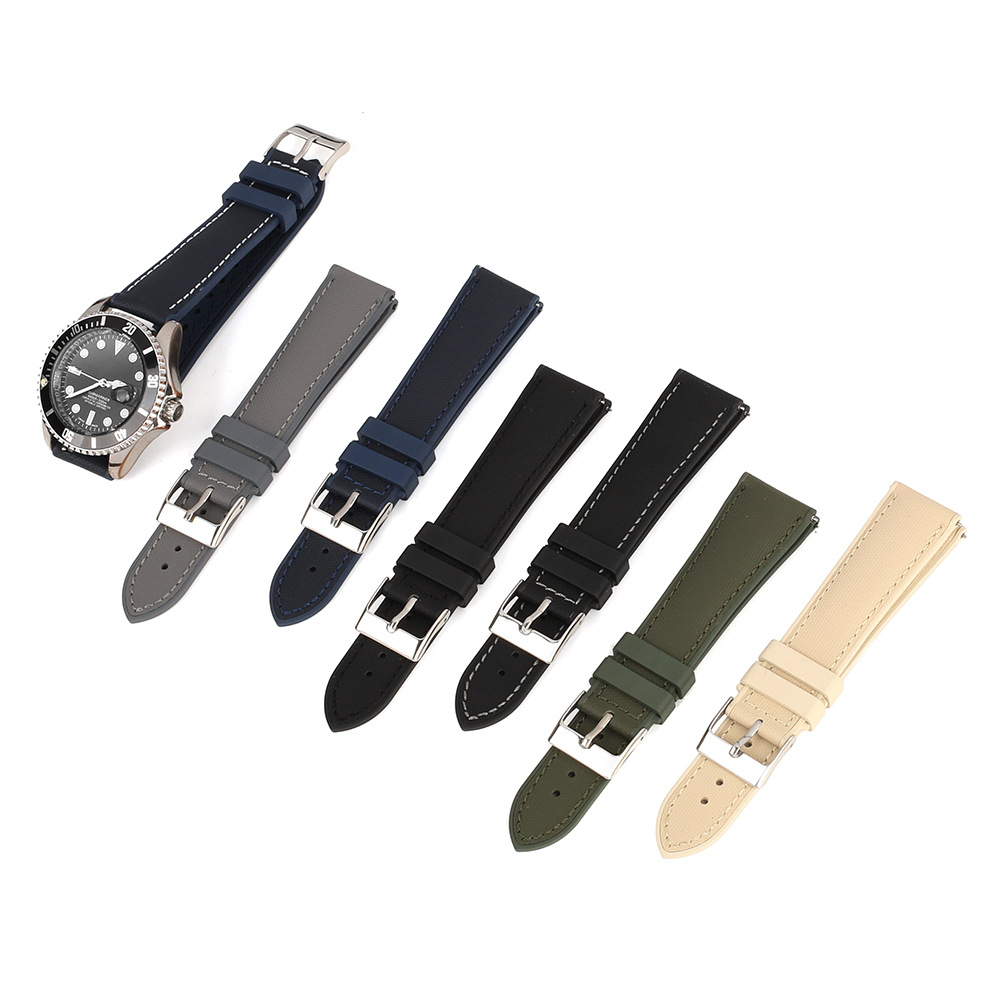 耐磨防水防尘表链快拆牛津布贴合真皮表带 牛津防水布+氟橡胶表带 KZPN43